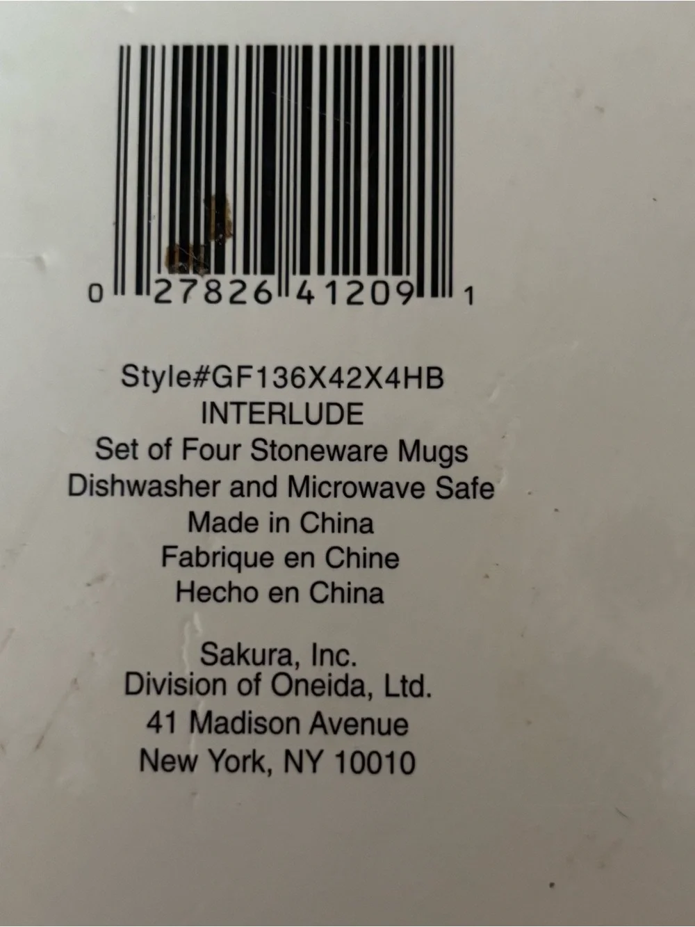 Set of 4 Sakura Interlude Twilight Stoneware Coffee Mugs with Original Box